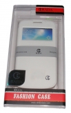 Кожен калъф Rada за Samsung i9190 Galaxy S4 mini с прозорче Бял