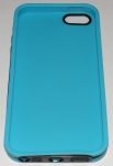 Син силиконов калъф с пластмасова лайсна за Apple iPhone 5
