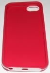 Червен силиконов калъф с пластмасова лайсна за Apple iPhone 5