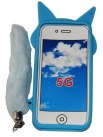 Силиконов калъф Лисица за Apple iPhone 5 с опашка Светло Син
