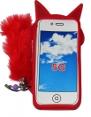 Силиконов калъф Лисица за Apple iPhone 5 с опашка Червен