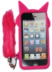 Силиконов калъф Лисица за Apple iPhone 5 с опашка Тъмно Розов