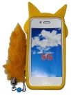 Силиконов калъф Лисица за Apple iPhone 5 с опашка Жълт