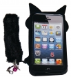Силиконов калъф Лисица за Apple iPhone 5 с опашка Черен