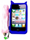 Силиконов калъф Лисица за Apple iPhone 4S с опашка Лилав