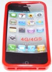 Силиконов гръб ТПУ за Apple iPhone 4G/4GS Червен