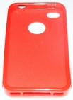 Силиконов гръб ТПУ за Apple iPhone 4G/4GS Червен