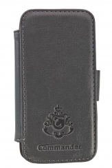 Кожен флип калъф Commander Apple iPhone 5/5S Сив