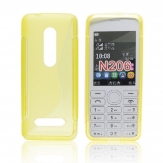 Силиконов гръб ТПУ S-Line за Nokia Asha 206 Жълт