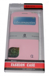 Кожен калъф Rada за Samsung i9500 Galaxy S4 с прозорче Светло Розов