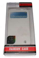 Кожен калъф Rada за Samsung i9500 Galaxy S4 с прозорче Бял