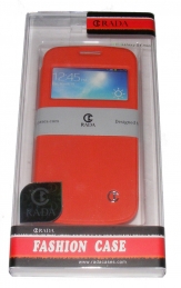 Кожен калъф Rada за Samsung i9190 Galaxy S4 mini с прозорче Червен
