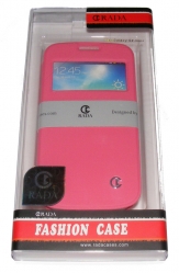 Кожен калъф Rada за Samsung i9190 Galaxy S4 mini с прозорче Розов