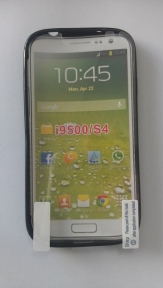 Твърд гръб за Samsung i9500 Galaxy S4 + Протектор Черен