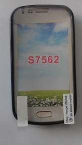 Твърд гръб за Samsung S7562 Galaxy S Duos + Протектор Черен