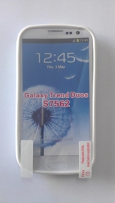 Твърд гръб за Samsung S7562 Galaxy S Duos + Протектор Бял