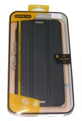 Baseus Folio Grace кожен калъф + стойка за HTC One Max T6 Черен