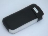 Черен кожен калъф за Nokia 8600 Luna