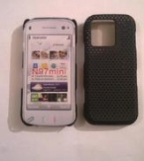 Черен твърд силиконов гръб за Nokia N97 Mini