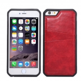Силиконов гръб с кожа за Apple iPhone 6 / 6S Червен