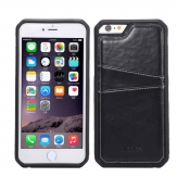 Силиконов гръб с кожа за Apple iPhone 6 / 6S Черен