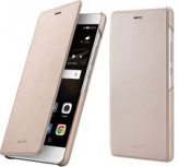 Оригинален кожен калъф тефтер за Huawei P9 lite Златен