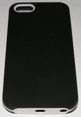 Черен силиконов калъф с пластмасова лайсна за Apple iPhone 5
