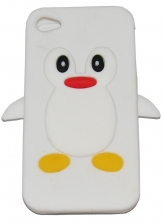 Силиконов калъф пингвин за Apple iPhone 4/4S Бял
