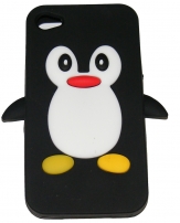 Силиконов калъф пингвин за Apple iPhone 4/4S Черен