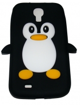 Силиконов калъф пингвин за Samsung i9500 Galaxy S4 Черен