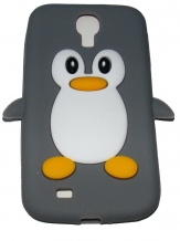 Силиконов калъф пингвин за Samsung i9500 Galaxy S4 Сив