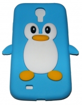 Силиконов калъф пингвин за Samsung i9500 Galaxy S4 Син
