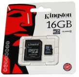 Карта памет Kingston 16 GB micro SD HC card Class 4+адаптор