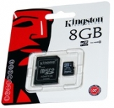 Карта памет Kingston 8 GB micro SD HC card Class 4+адаптор