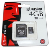 Карта памет Kingston 4 GB micro SD HC card Class 4+адаптор