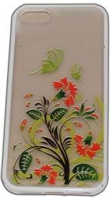 Твърд гръб за Apple iPhone 5 с апликация Бял 03