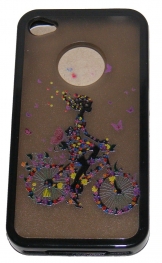 Твърд гръб за Apple iPhone 4/4S с апликация Черен 01