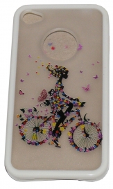 Твърд гръб за Apple iPhone 4/4S с апликация Бял 01