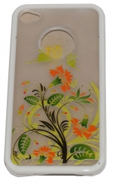 Твърд гръб за Apple iPhone 4/4S с апликация Бял 04